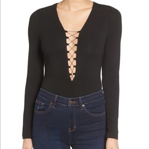 WAYF | Still the One Lace-Up Bodysuit (NWT) - Black